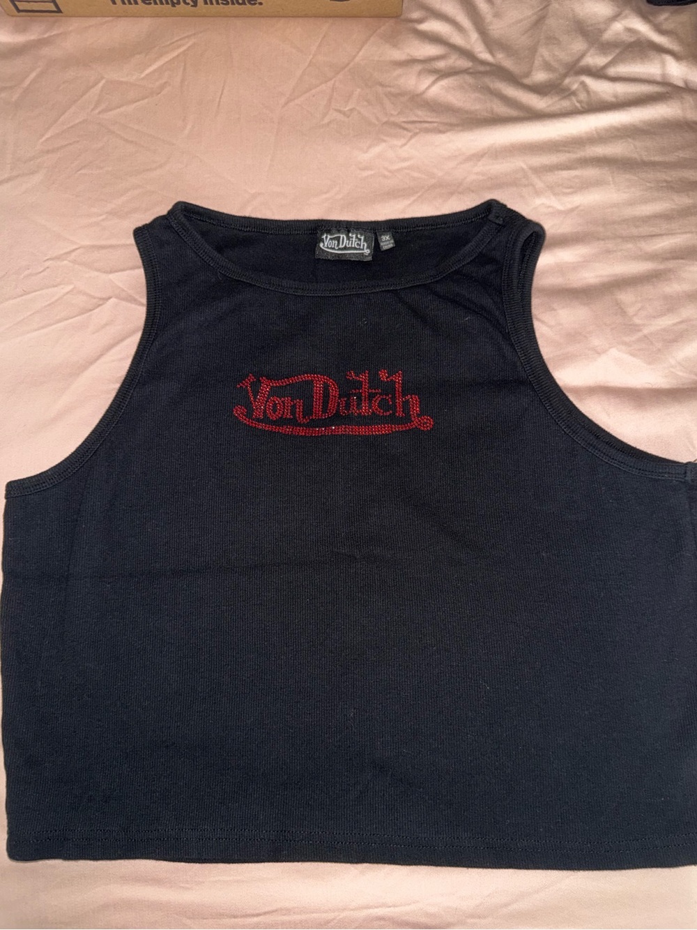 Von Dutch Black Crop Tank with Red Logo